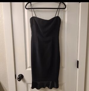 Elegant Black Dress Y2k Bodycon Size 4 Ruffle Detail